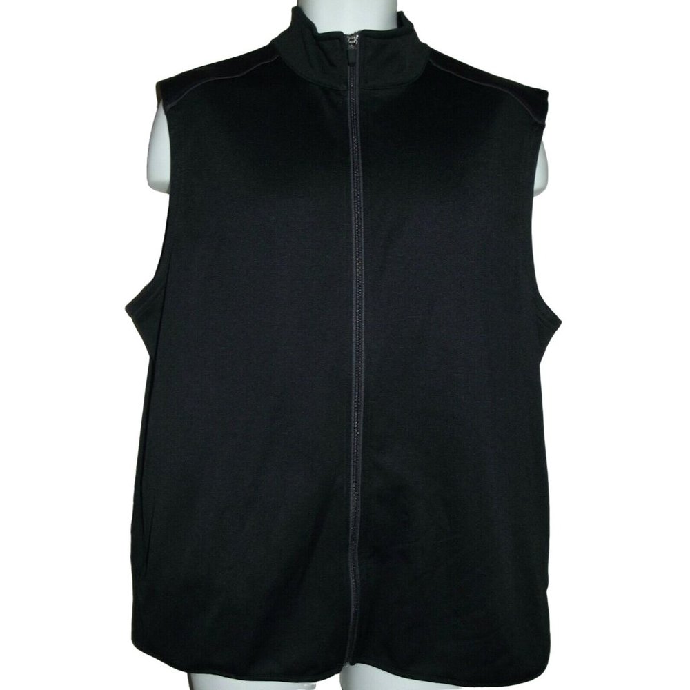 Links Edition Mens Sz Large Black Full Zip Fleece Lined Golf Vest L performance